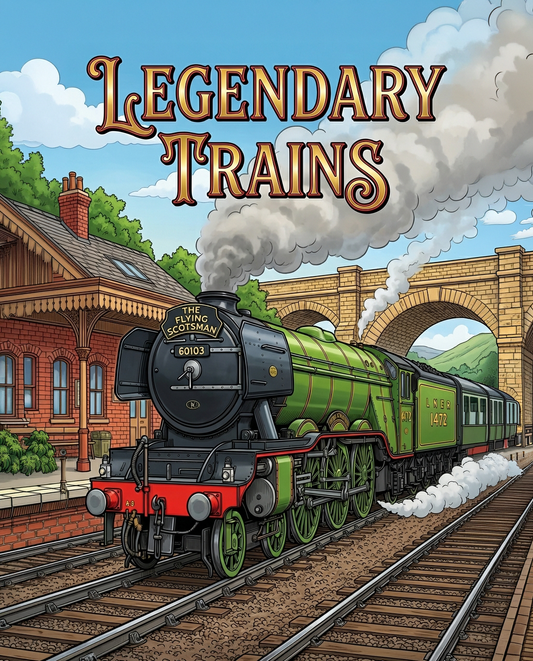 Legendary Trains Coloring Book: Flying Scotsman, Orient Express, The Ghan & World-Famous Locomotives