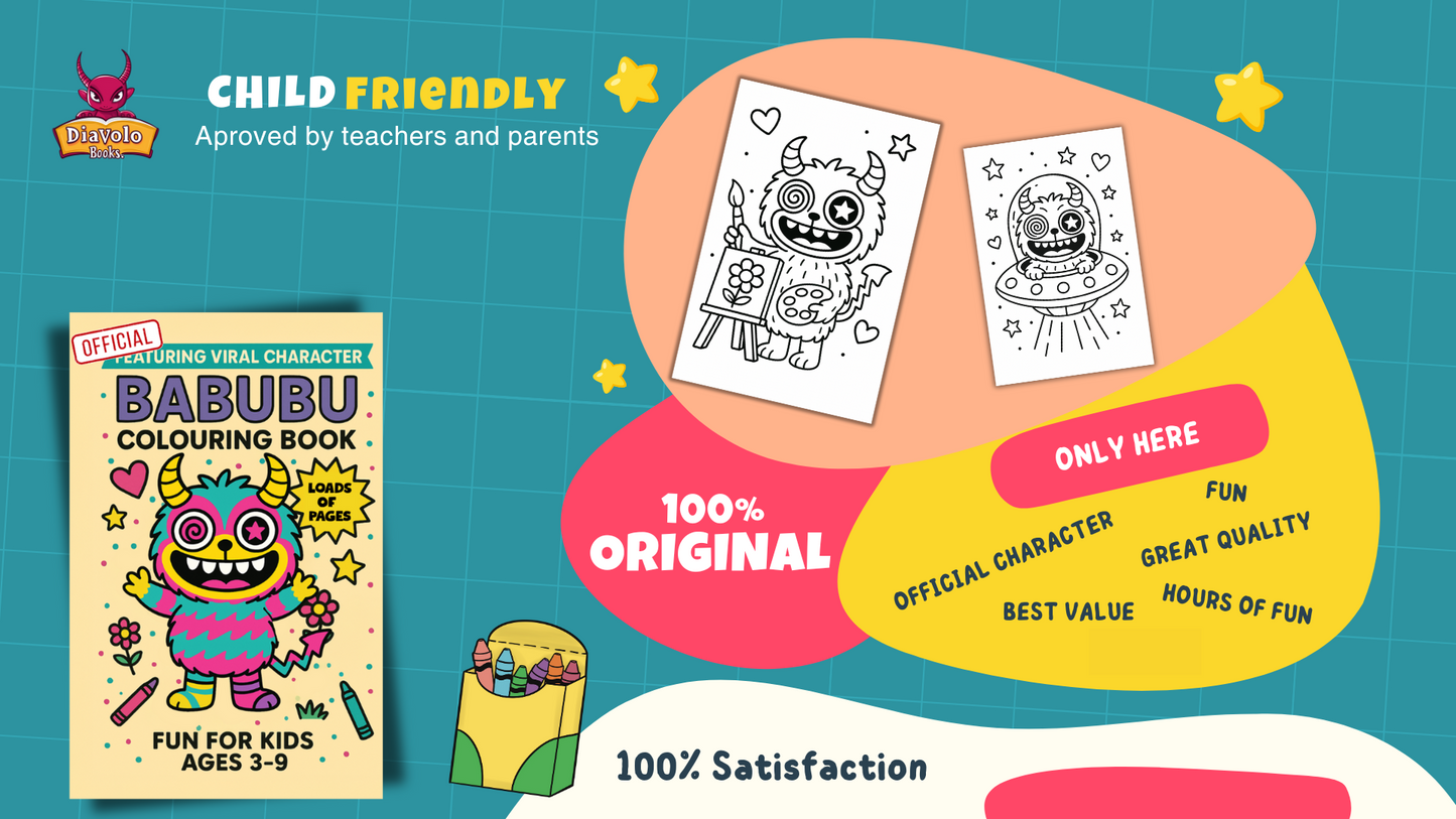 Babubu Coloring Book for Kids Ages 3-9: Cute & Silly Creature Adventures, Fun Activity & Creativity Workbook for Boys, Girls & Toddlers